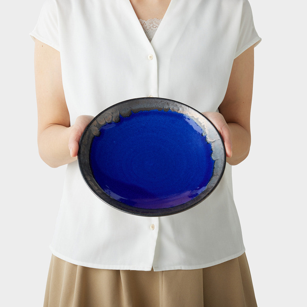 信楽四季彩陶器 /夏の宵 / プレート 25.5cm