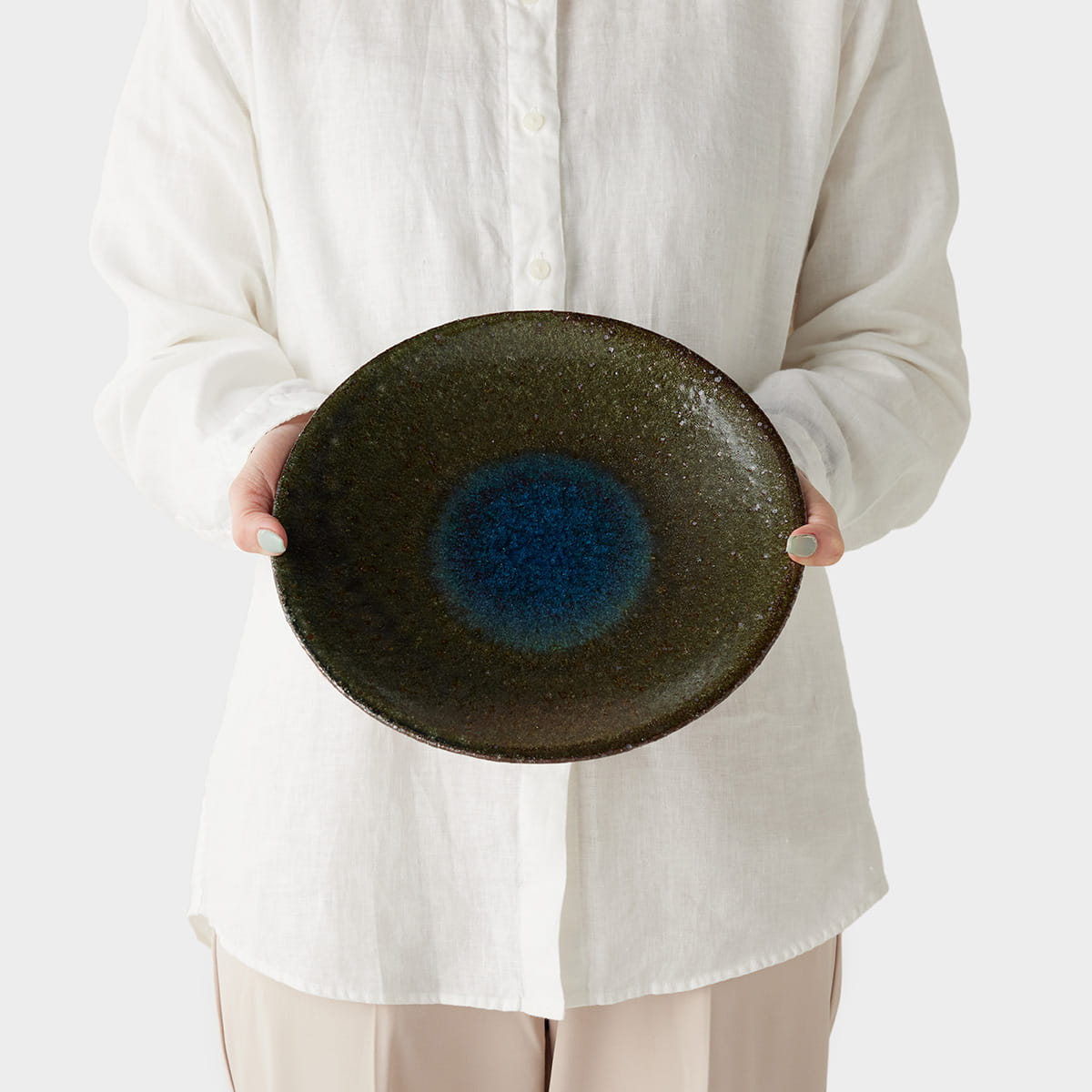 信楽四季彩陶器 /霜柱 / プレート 25.5cm