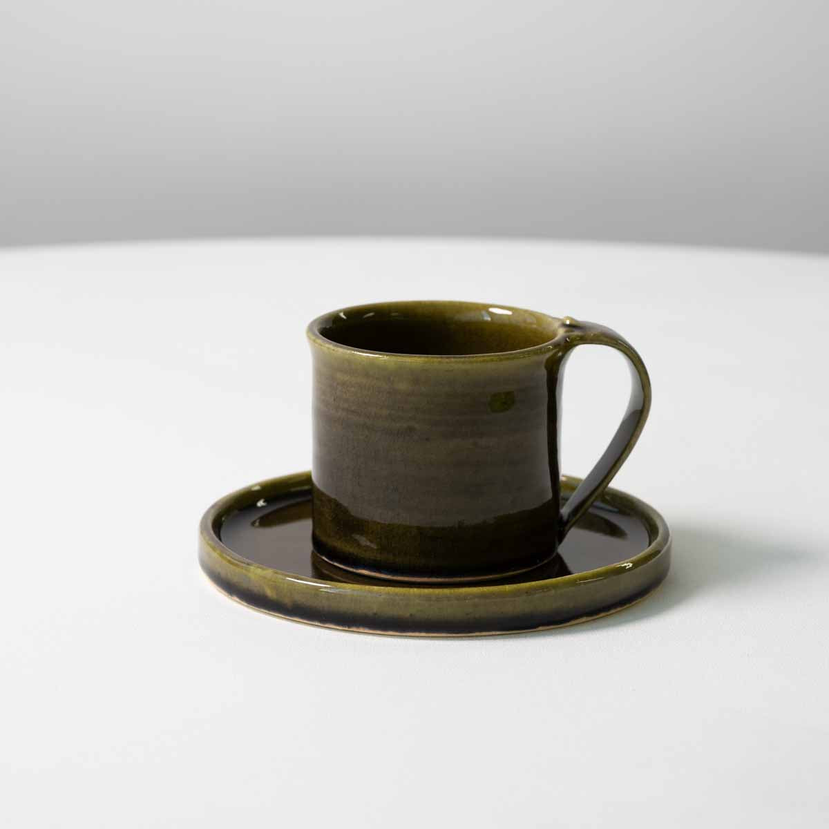 【信楽焼】utsuroi - うつろい - 切立皿15.5cm / Olive(オリーブ)/深緑