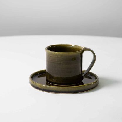 【信楽焼】utsuroi - うつろい - 切立皿15.5cm / Olive（オリーブ）/深緑